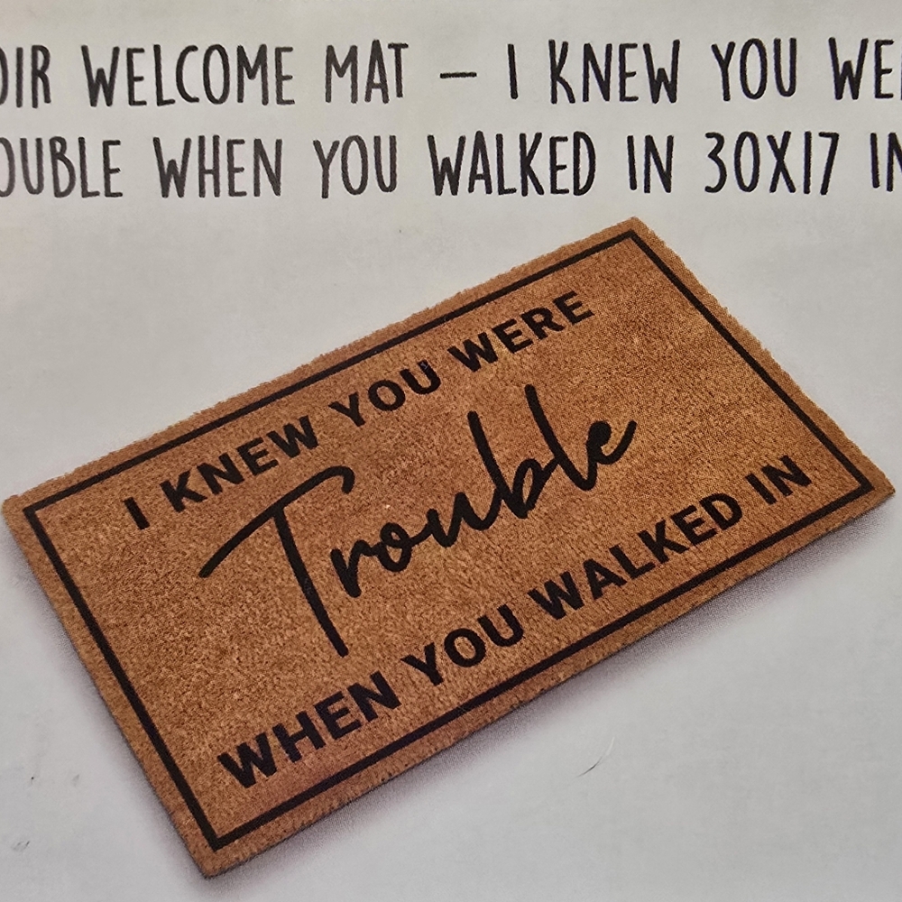 Brown Welcome Mat with Black Text